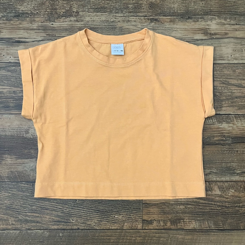 Zara Orange Basic Solid Youth Girl's Crop Top NWOT